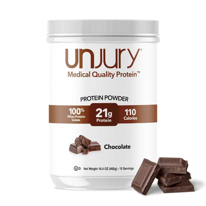 Unjury Whey Protein Powder | Chocolate Protein Powder | 21g 100% Whey Isolate Protein Powder | Low Carb and Lactose Free | Gluten Free Whey Protein Isolate | Certified Kosher | 15 Servings