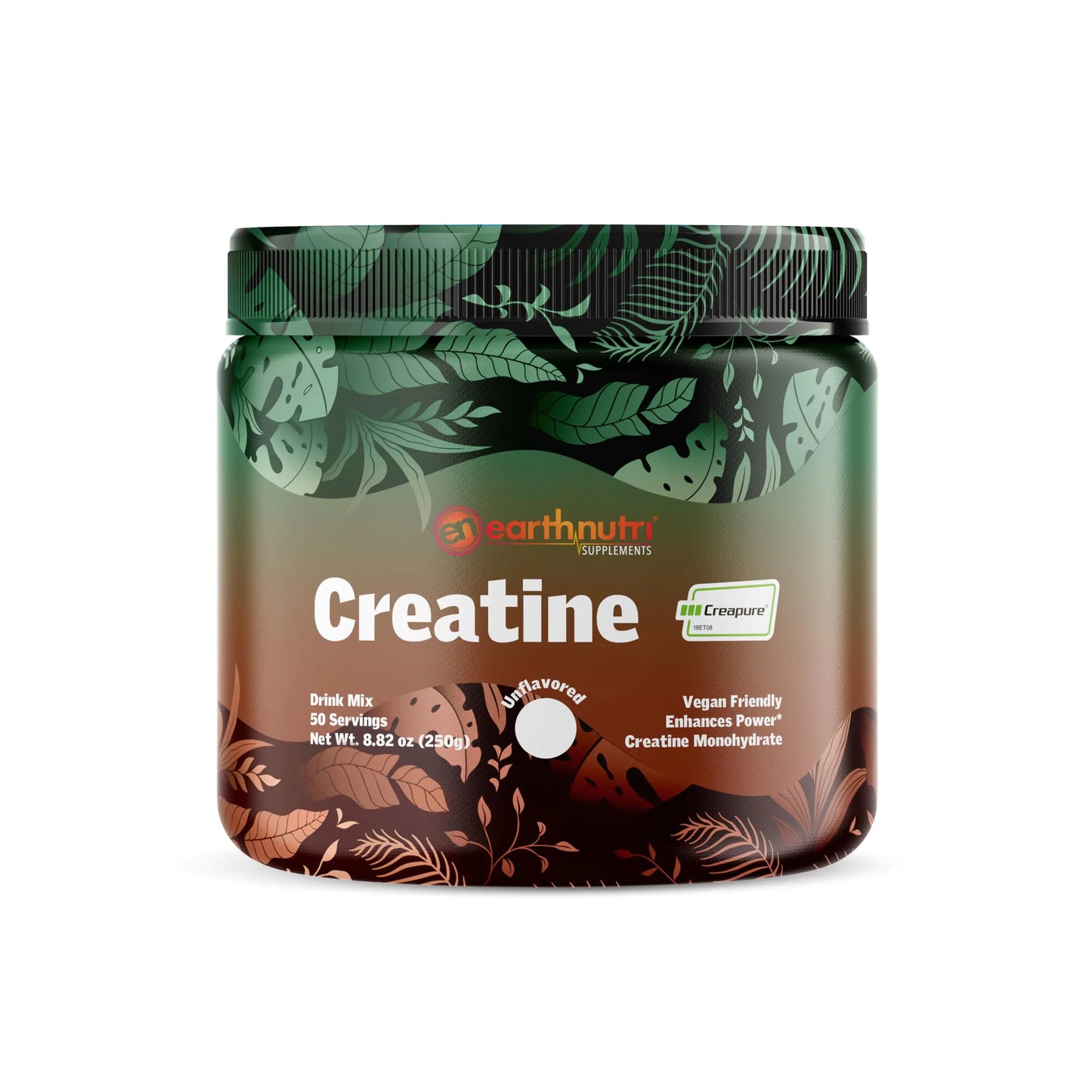 EarthNutri Pure Creatine Made with Creapure® Creatine Monohydrate Powder Unflavored - 50 Servings
