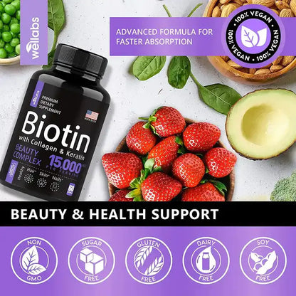 Biotin Capsules for Hair and Nail Health with Vitamins