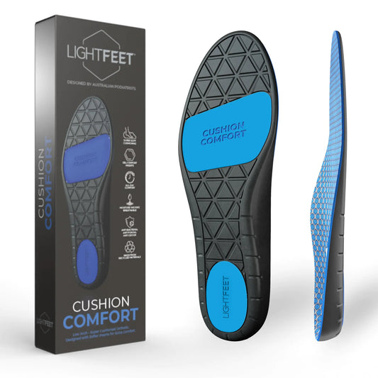 LightFeet Cushion Comfort Insoles: Super Soft and Comfortable Insoles | Designed by Australian Podiatrist with Gel and Memory Foam | Reduces Impact & Joint Stress | Provides All-Day Comfort - L