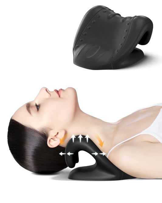 BETOVIN Neck Stretcher for Neck Relief - Neck and Shoulder Relaxer Cervical Spine Traction Device to Relieve Neck and Shoulder Fatigue and Pain Chiropractic Pillow Relief TMJ Muscle Pain (Black)